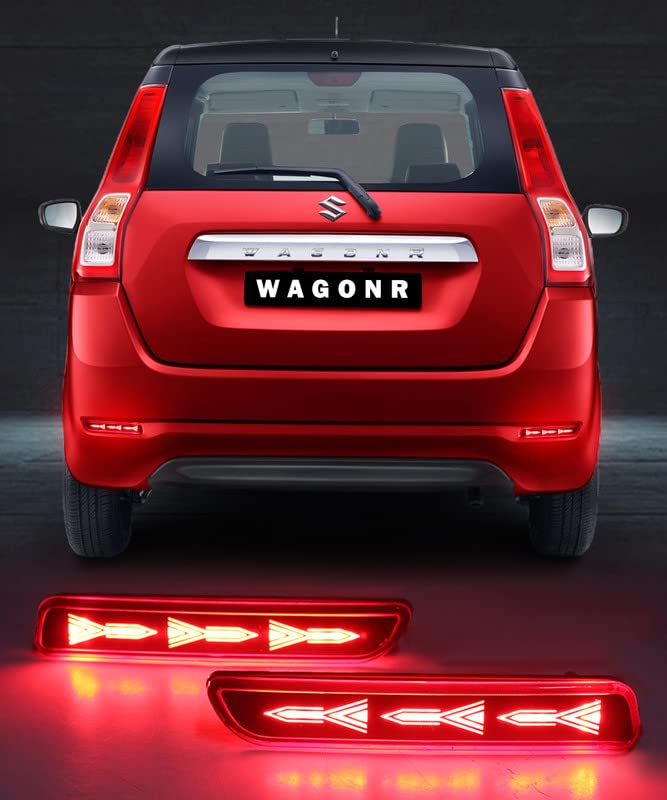 FABTEC - Car LED Imported Running Matrix Light Moving Reflector Rear Bumper Brake Light 3 Diamond Arrow Design