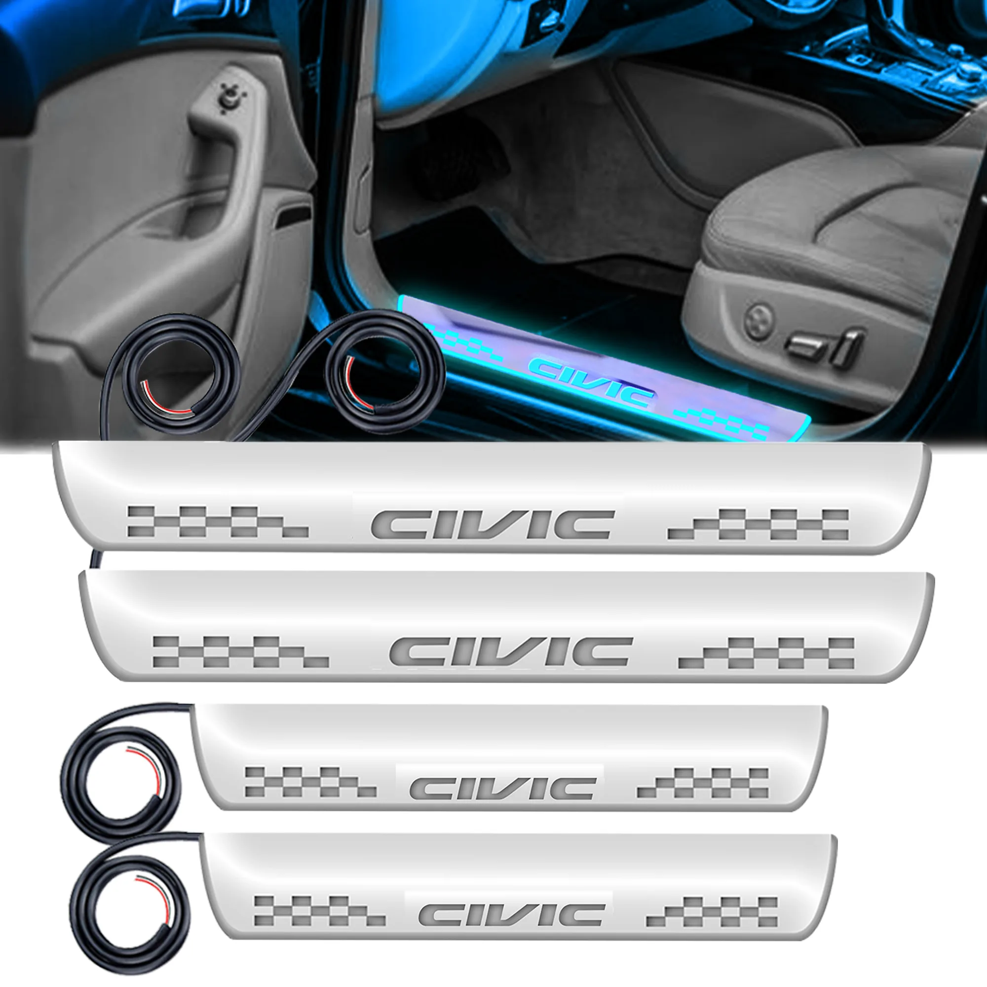 FABTEC - Car Door Foot Step Sill Plate for Honda Civic