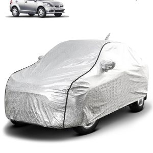 FABTEC - Metallic Silver Black Border Waterproof Car Body Cover for Maruti Suzuki Dzire 2012