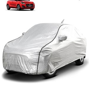 FABTEC - Metallic Silver Black Border Waterproof Car Body Cover for Maruti Suzuki Swift 2018