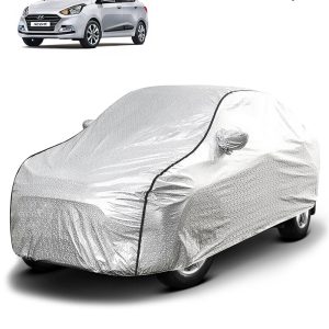 FABTEC - Metallic Silver Black Border Waterproof Car Body Cover for Hyundai Xcent