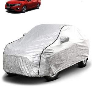 FABTEC - Metallic Silver Black Border Waterproof Car Body Cover for Honda City