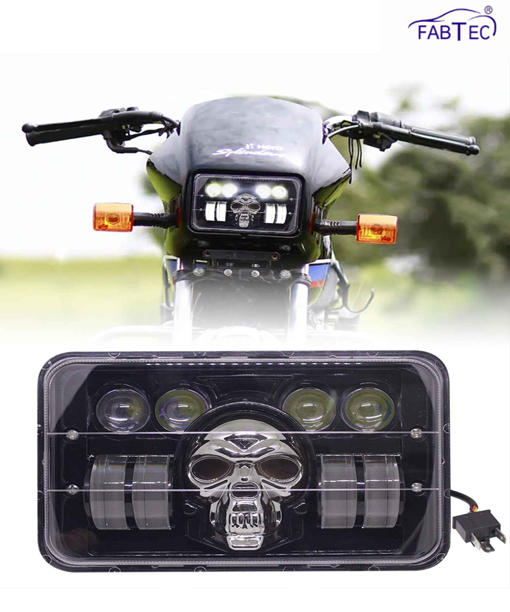 FABTEC - 27W Motorcycle LED Projector Headlight Kit - Compatible with All Hero Splendor Series