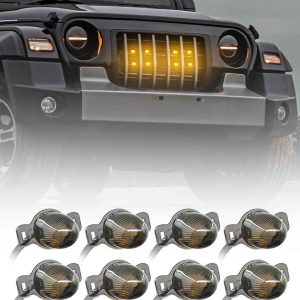 FABTEC - Led Car Grill Led Strobe Light Daytime Running Light with Police Red & Blue and Amber Yellow Emergency Off-Roading Warning Light