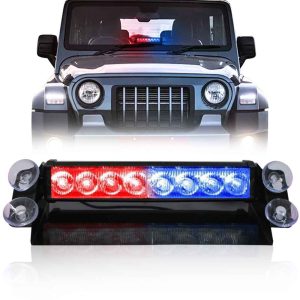 FABTEC - Car Police Light 8 Led Red & Blue Strobe Flashing Warning Emergency Led Lights for All Cars