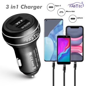 FABTEC - Fast Charging Dual Port Smart Rapid Car Mobile Charger