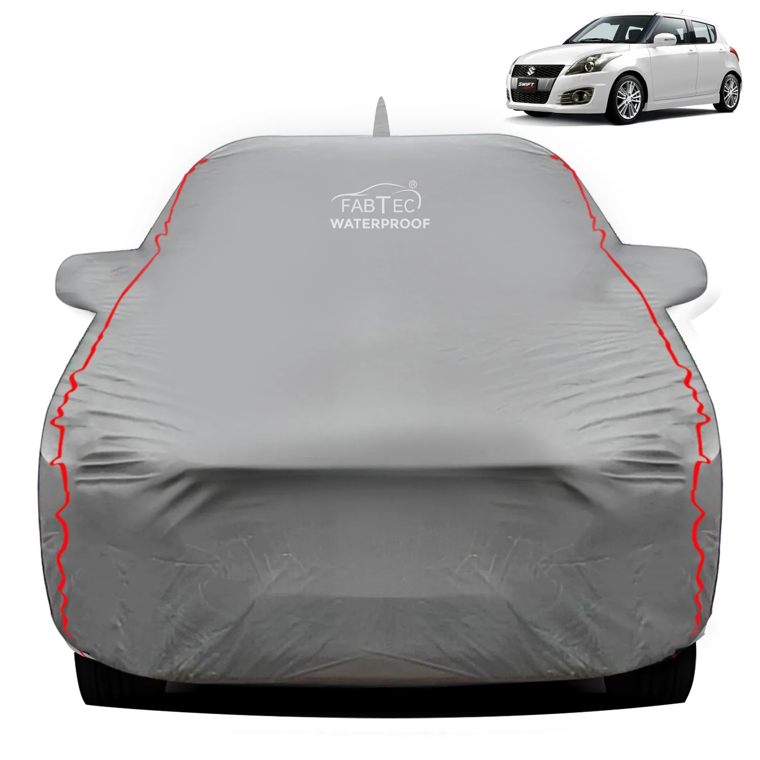 FABTEC - Peva Waterproof Red Border Car Body Cover for Maruti Suzuki Swift