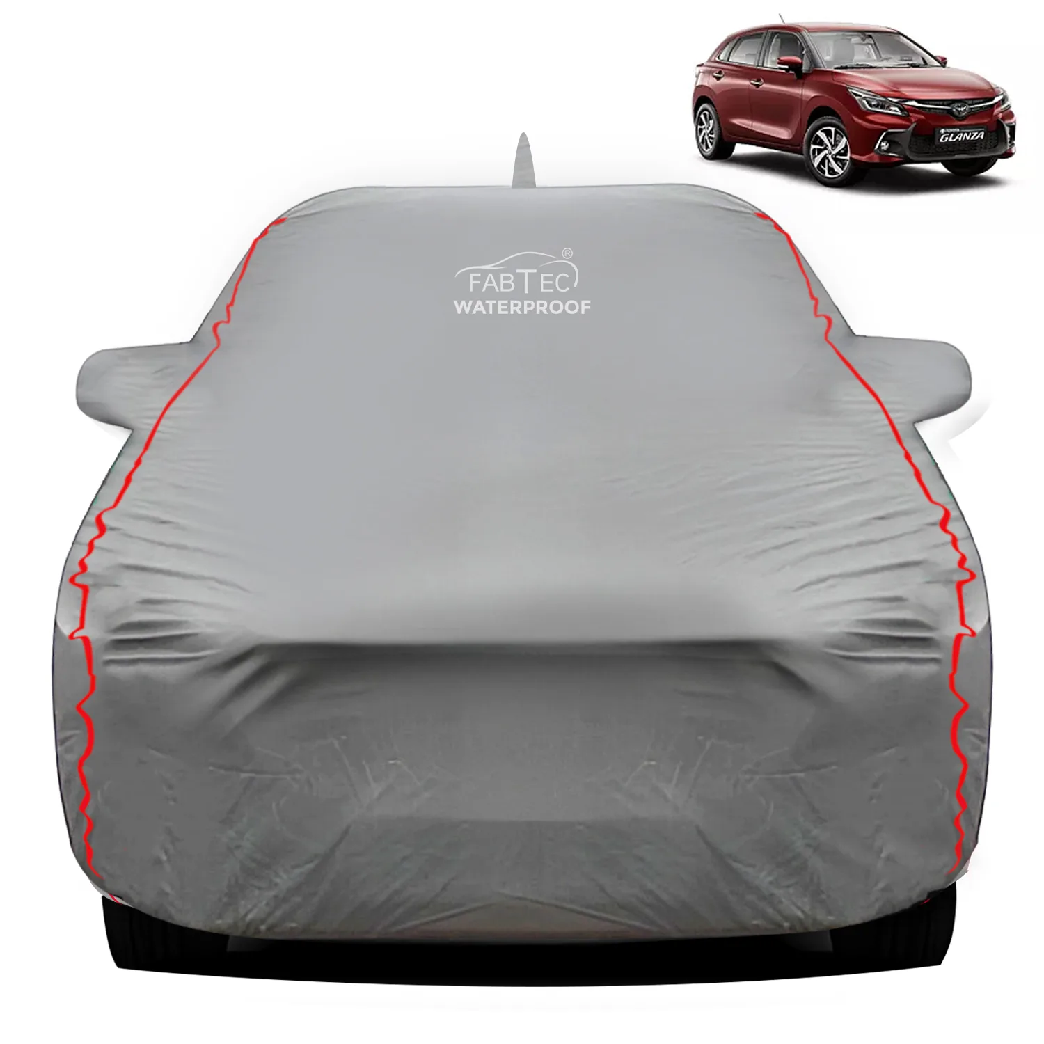 FABTEC - Peva Waterproof Red Border Car Body Cover for Toyota Glanza