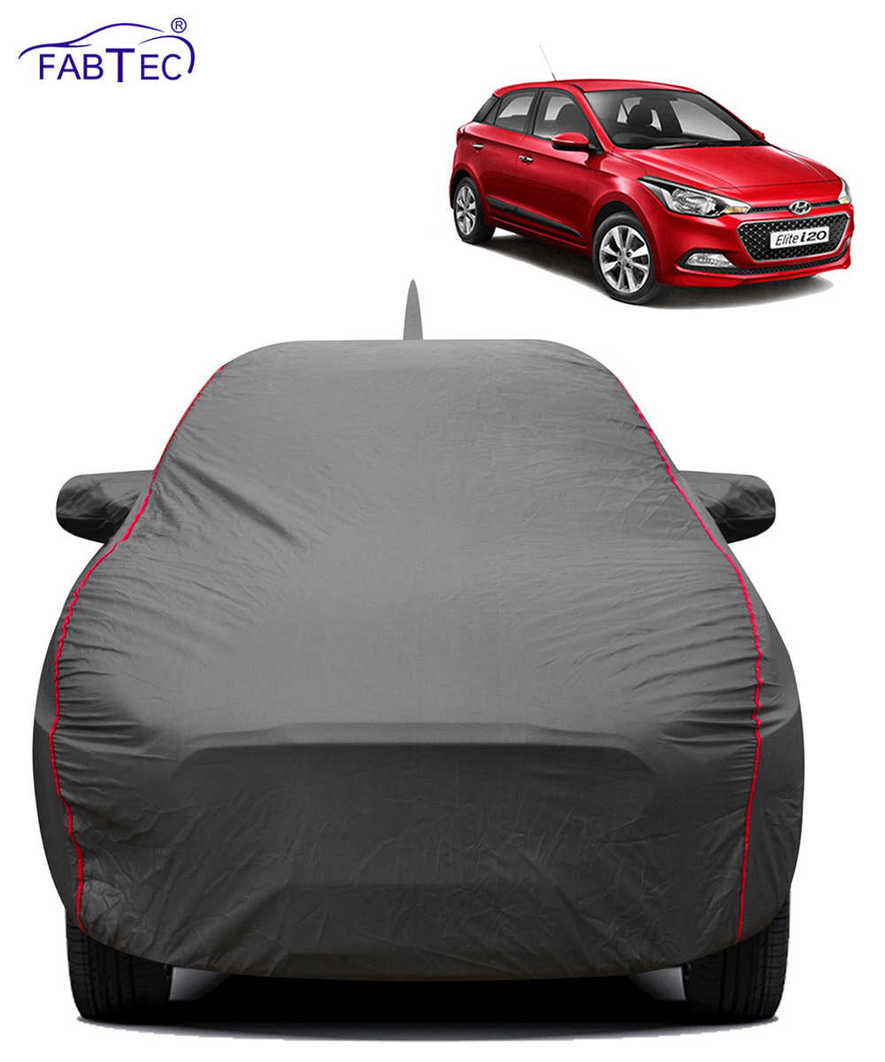 FABTEC - 2x2 Heavy Duty Red Border Car Body Cover for Hyundai Elite I20