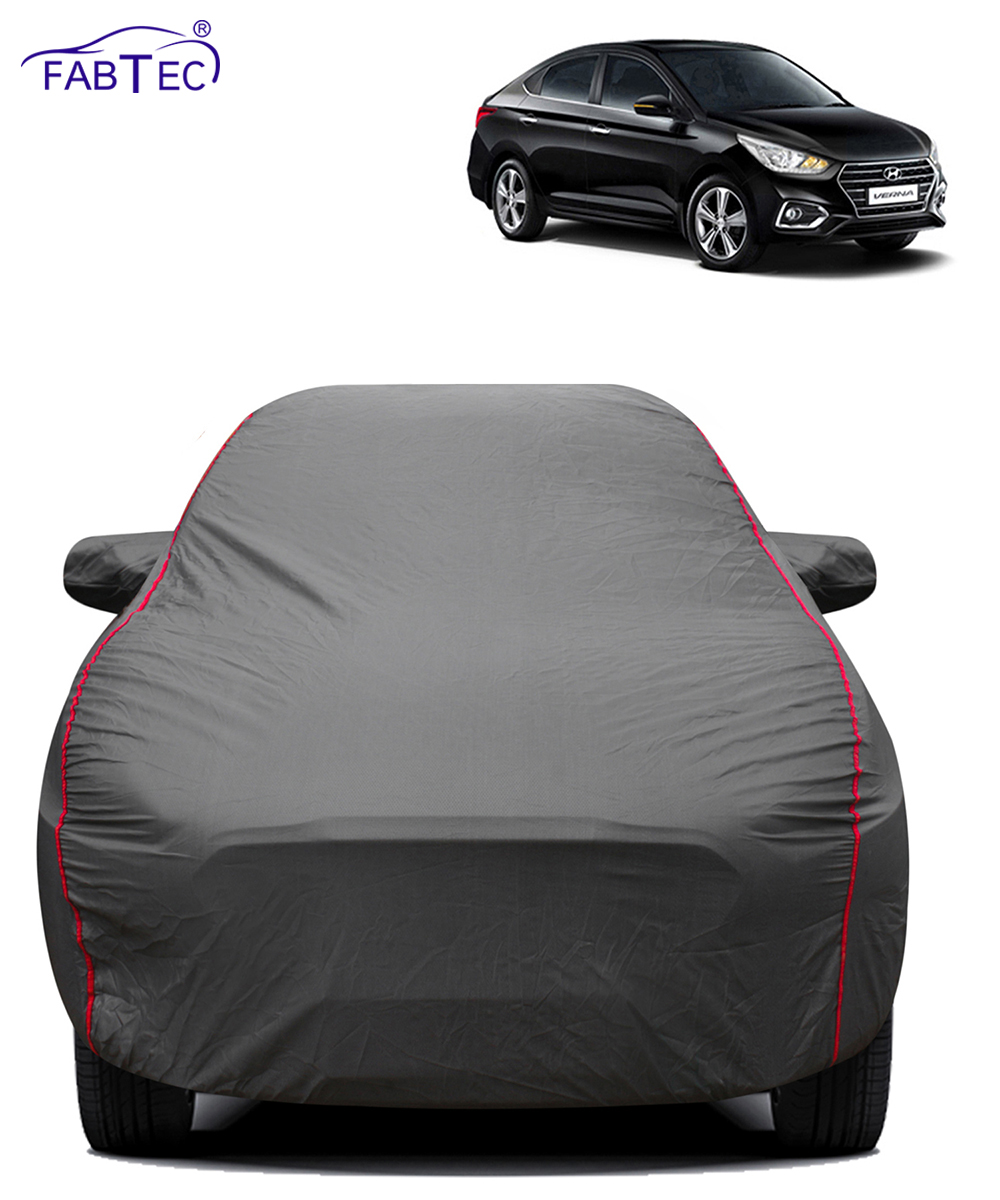FABTEC - 2x2 Heavy Duty Red Border Car Body Cover for Hyundai Verna