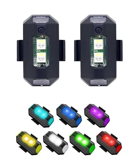 FABTEC - 7 Color Multipurpose Mini Led Strobe Signal Warning Light Universal for Car, Bike, Scooty, Cycle Helmet