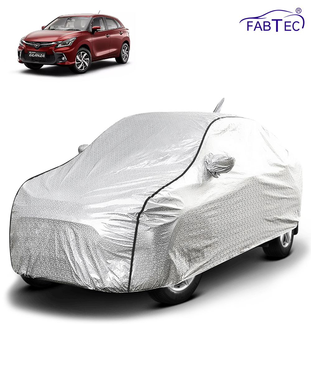 FABTEC - Metallic Silver Black Border Waterproof Car Body Cover for toyota Glanza 2022