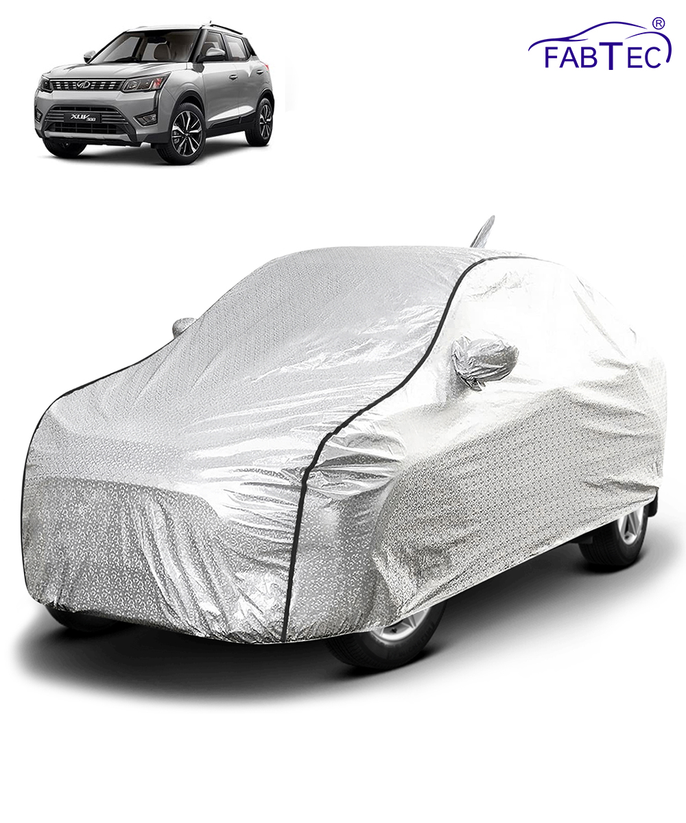FABTEC - Metallic Silver Black Border Waterproof Car Body Cover for Mahindra XUV 300