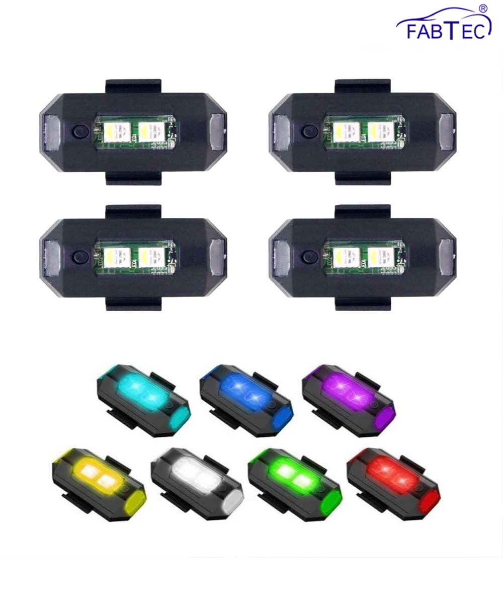 FABTEC - 7 Color Multipurpose Mini Led Strobe Signal Light Universal for Car, Bike, Scooty, Cycle Helmet