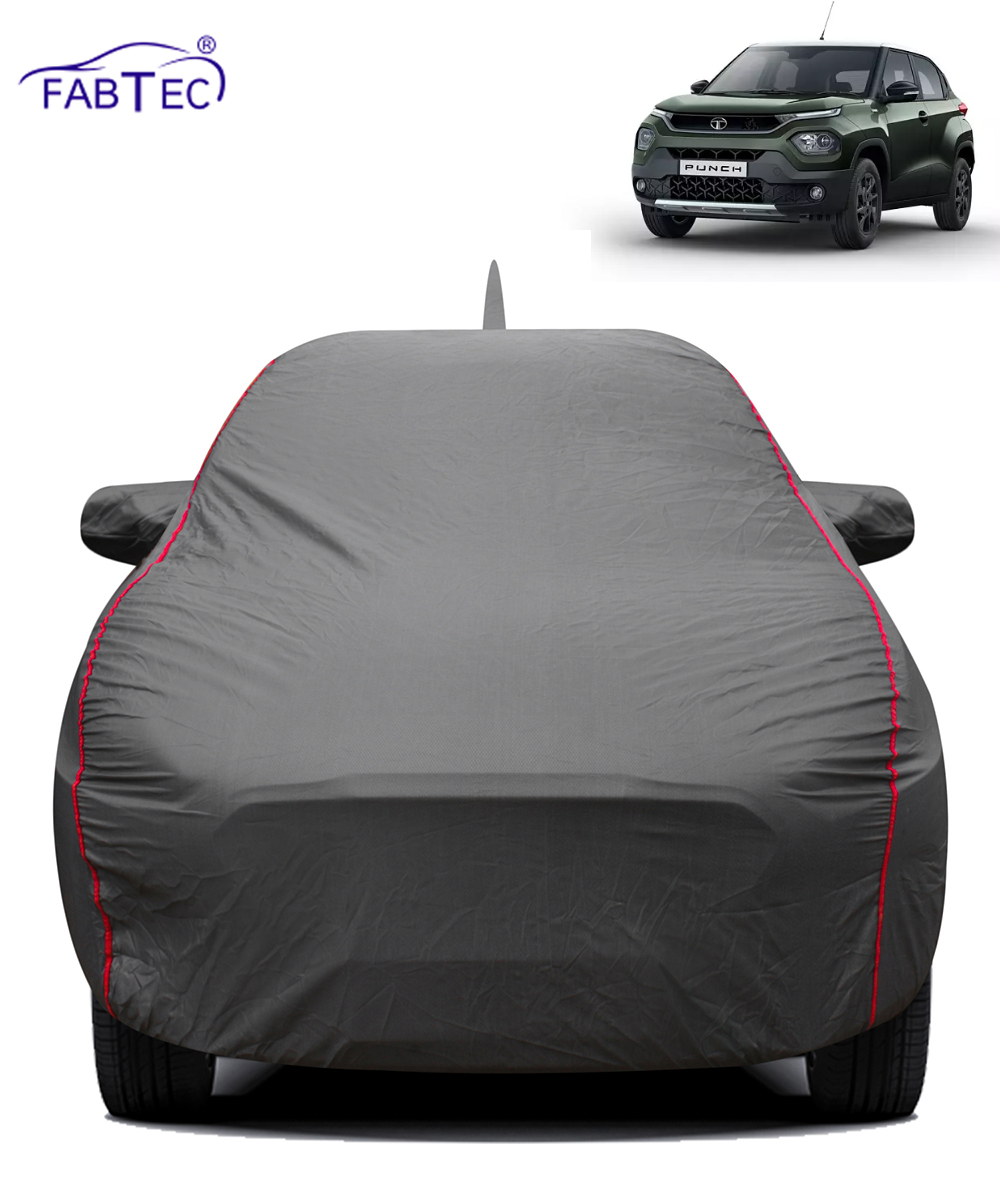 FABTEC - 2x2 Heavy Duty Red Border Car Body Cover for Tata Punch