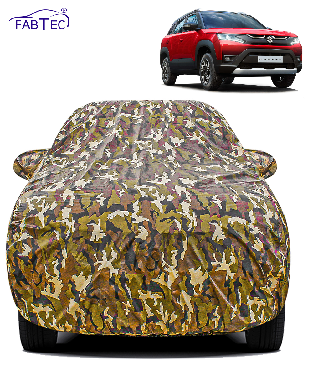 FABTEC - Jungle Print Waterproof Car Body Cover for Maruti Suzuki Brezza
