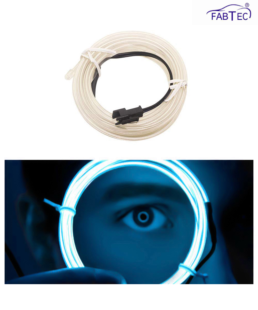 FABTEC - EL Wire Car Interior Light Ambient Neon Light for All Cars with Adapter