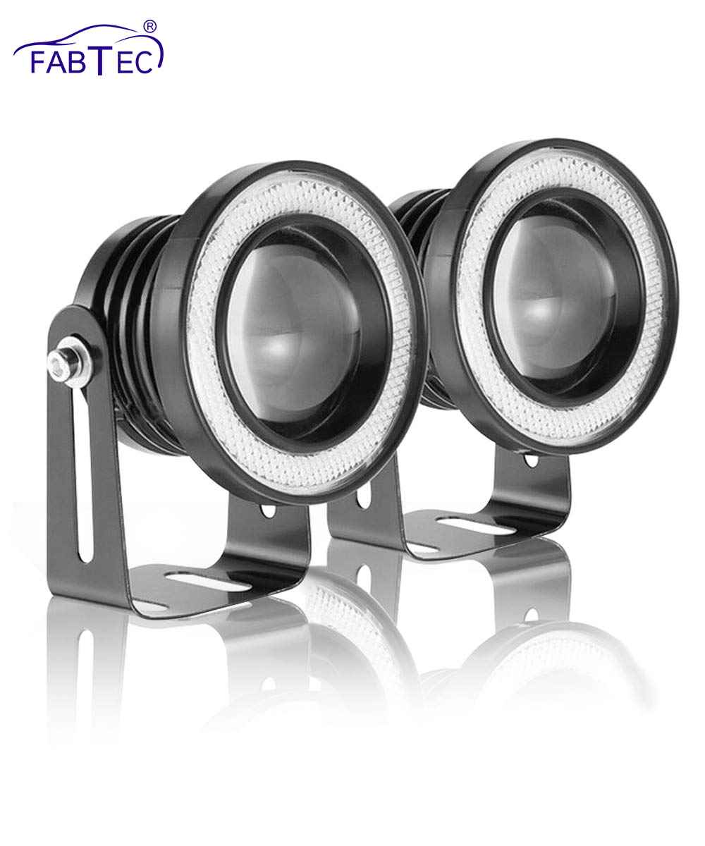 FABTEC - High Power Blue Led Fog Light Projector Cree with Angel Eye Ring for All Cars
