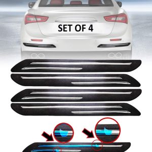 FABTEC - Rubber Car Bumper Protector Guard with Double Chrome Strip for Maruti Swift Dzire Black
