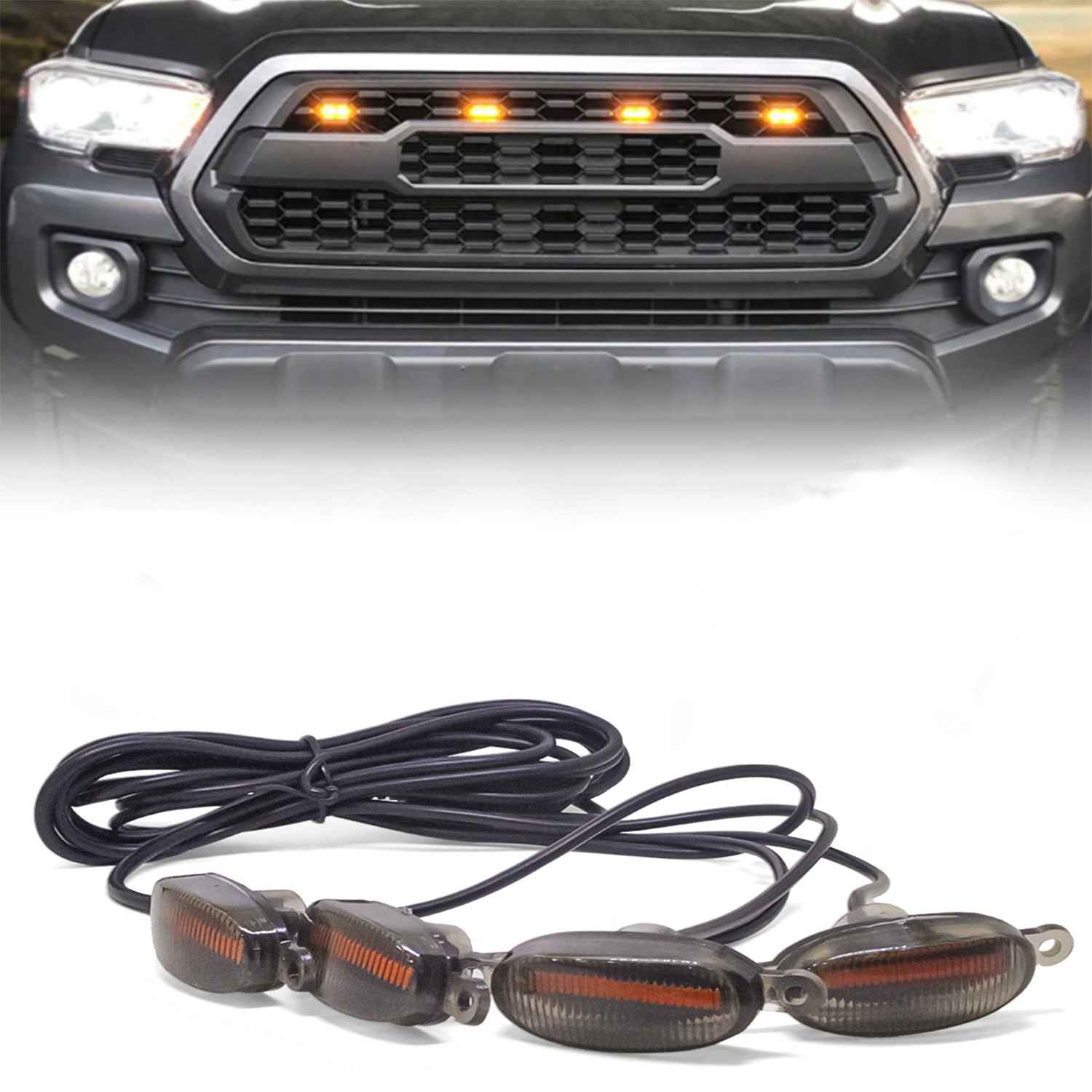 FABTEC - Universal 4 X 4 Daytime Running Light Led Car Grill Raptor Style Emergency Warning Off-Roading Light for All Car/Truck/SUV