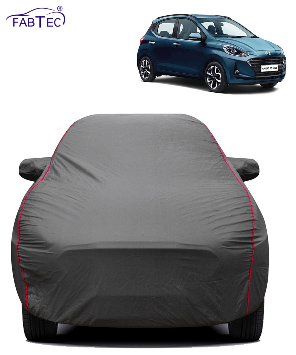FABTEC - 2x2 Heavy Duty Red Border Car Body Cover for Hyundai Grand Nios