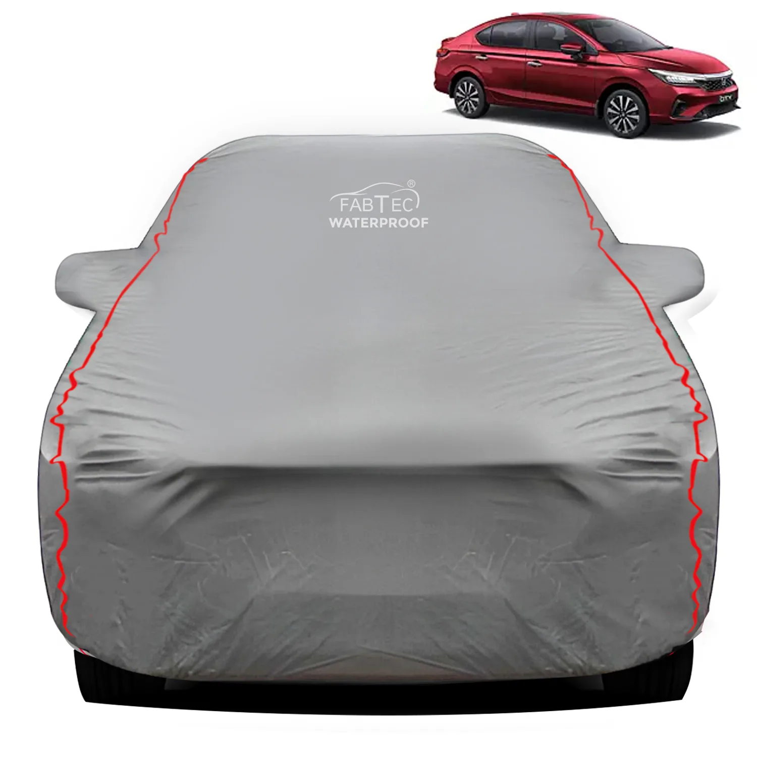 FABTEC - 2x2 Heavy Duty Red Border Car Body Cover for Honda City