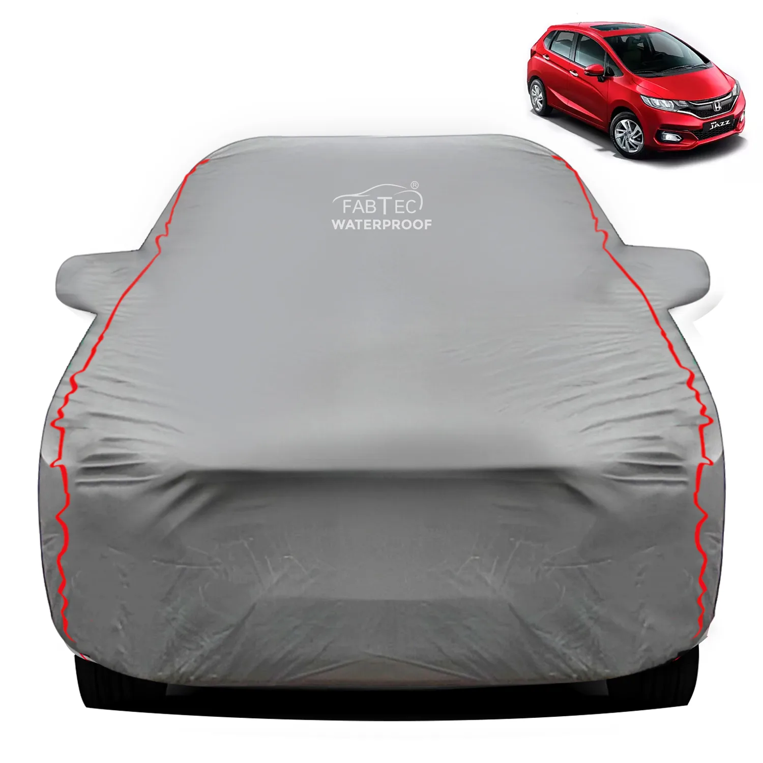 FABTEC -Peva Waterproof Red Border Car Body Cover for Honda Jazz