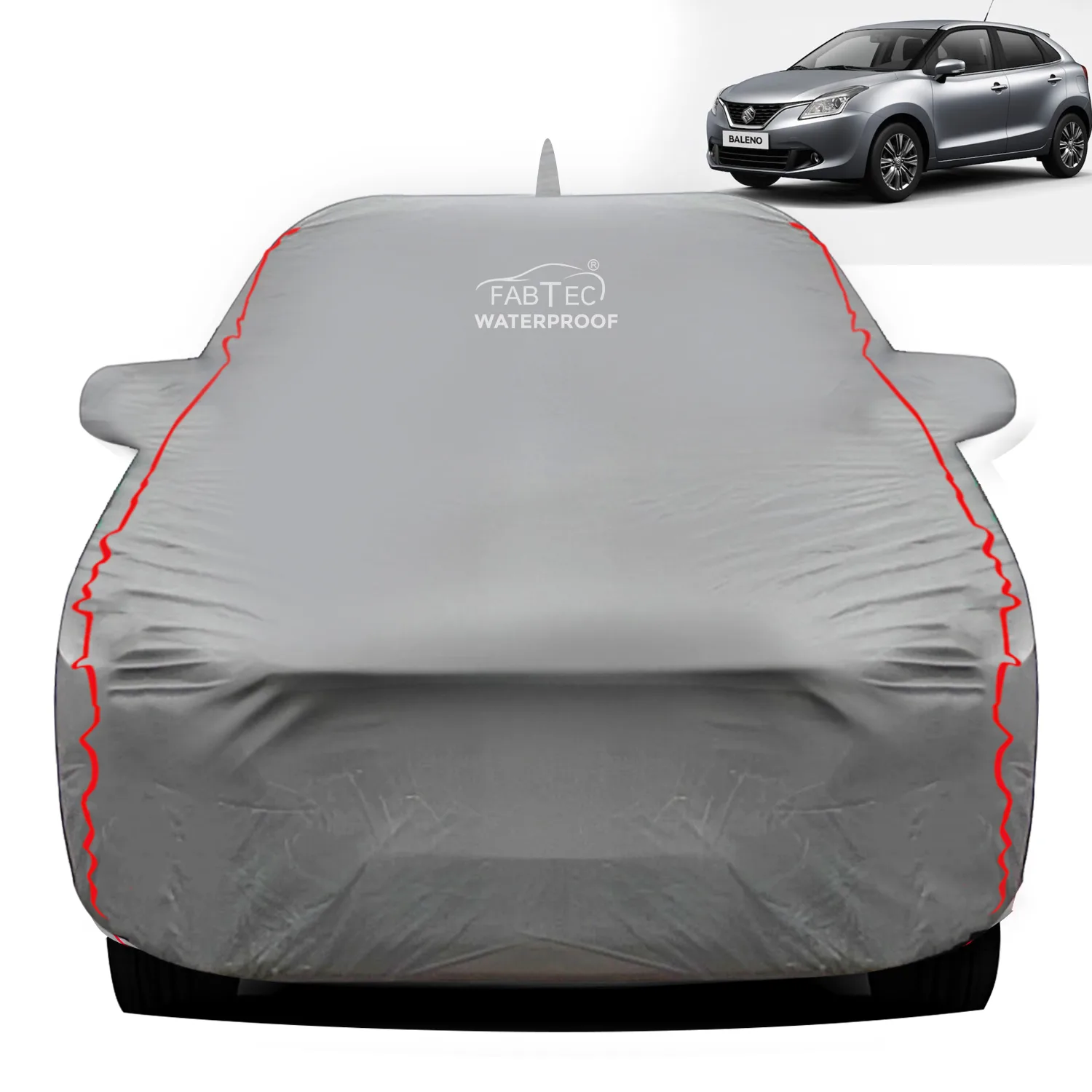 FABTEC - Peva Waterproof Red Border Car Body Cover for Maruti Suzuki Baleno 2022