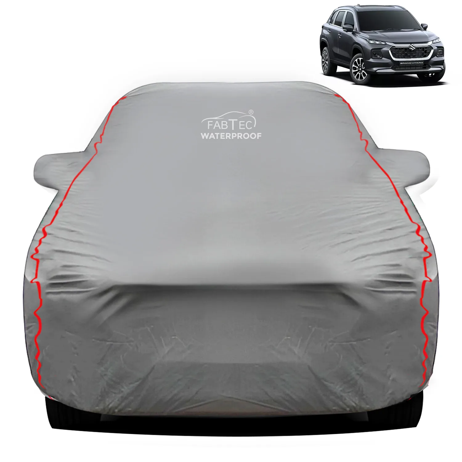 FABTEC - Peva Waterproof Red Border Car Body Cover for Maruti Suzuki Grand Vitara
