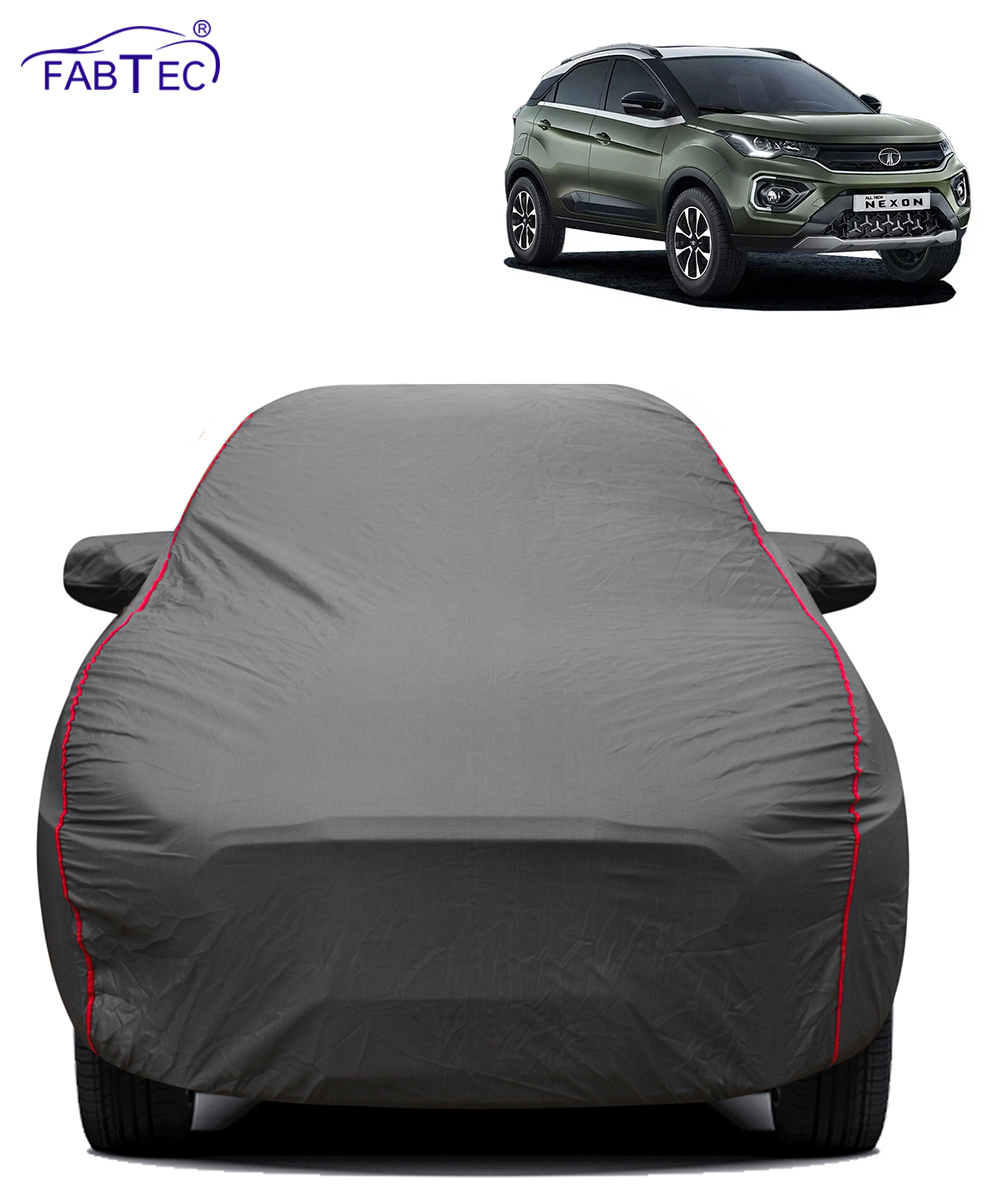FABTEC - 2x2 Heavy Duty Red Border Car Body Cover for Tata Nexon