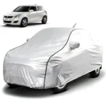 FABTEC - Metallic Silver Black Border Waterproof Car Body Cover for Maruti Suzuki Swift 2012