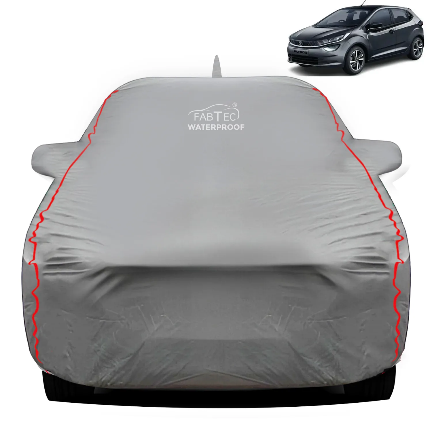 FABTEC - Peva Waterproof Red Border Car Body Cover for Tata Altroz