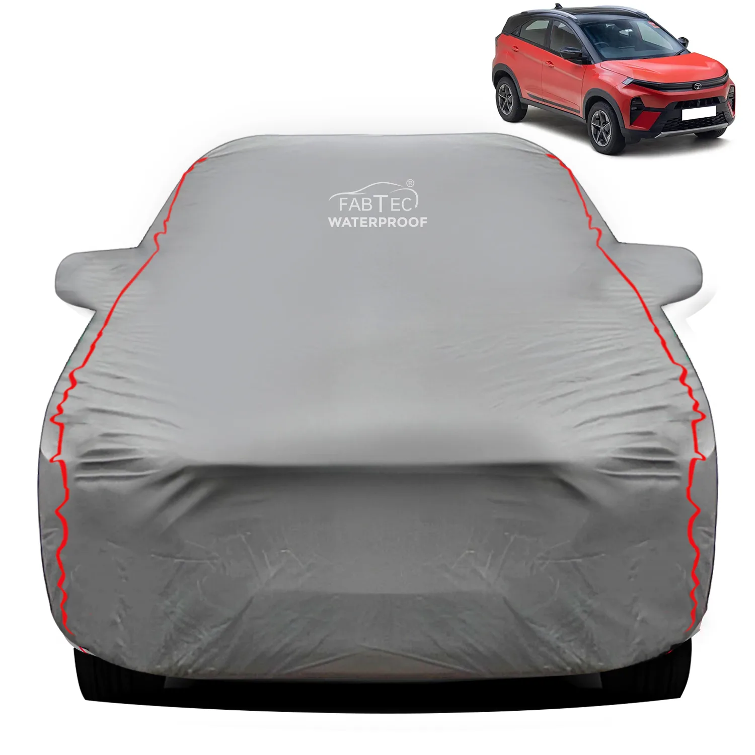 FABTEC - Peva Waterproof Red Border Car Body Cover for Tata Nexon