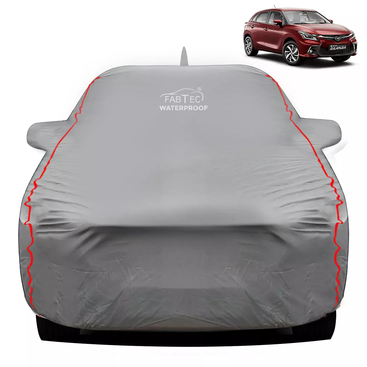 FABTEC - Peva Waterproof Red Border Car Body Cover for Toyota Glanza