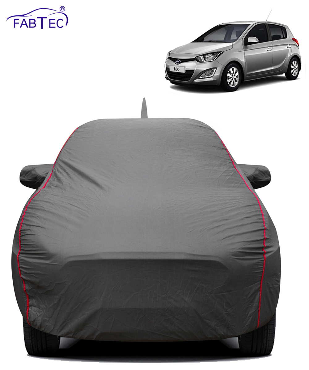FABTEC - 2x2 Heavy Duty Red Border Car Body Cover for Hyundai I20