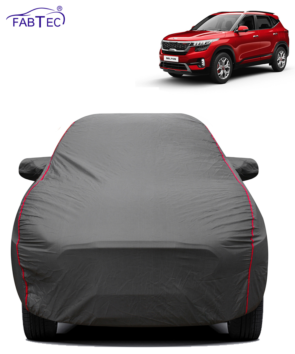 FABTEC - 2x2 Heavy Duty Red Border Car Body Cover for Kia Seltos