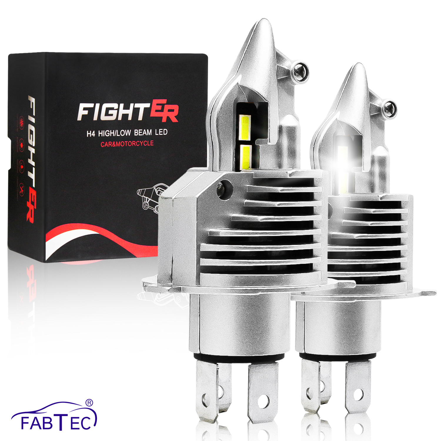 Fabtec Fighter H4 Plug and; Play All in One LED Headlight Conversion Kit (50W/9000LM) For Cars/Bike/Scoot