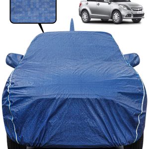 Fabtec Waterproof Car Body Cover for Maruti Suzuki Swift Dzire 2012 with Mirror And Antenna Pocket, Triple Stitched and Soft Cotton Lining (Metallic Blue with White Piping)