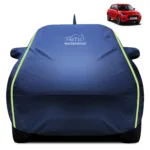 Fabtec Waterproof Car Body Cover for Maruti Swift New with Mirror And Antenna Pocket, Triple Stitched and Soft Cotton Lining (Metallic Blue with Neon Piping)