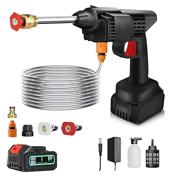 FABTEC 48V Wireless Pressure Washer Machine with Adjustable 3 in 1 Nozzle & 5M Hose Pipe