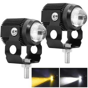FABTEC Mini Driving Fog Light Lamp Projector Lens LED Spotlight Dual Color Led Light System for Motorcycle, Bikes & Scooters with On-Off Switch (12V, 30W)