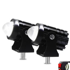 Fabtec Mini Drive Projector Lens Led Bar Fog Light for Car, Bike, Scooty With White & Amber Yellow Hi/Low Beam Metal Body, Inbuilt Fan with Turn On/Off Switch (Set of 2)