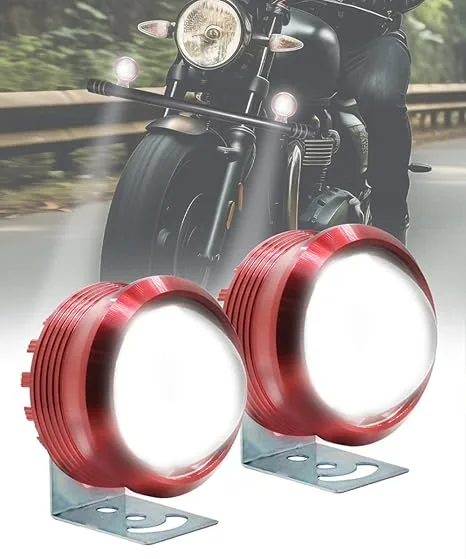 FABTEC Projector Big Lens Led Light for Bike/Scooty/Motorcycle (12V/6000LM)(Set of 2 with On-Off Switch)