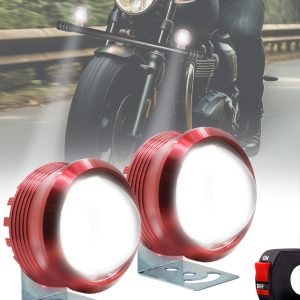 FABTEC Projector Big Lens Led Light for Bike/Scooty/Motorcycle (12V/6000LM)(Set of 2 with On-Off Switch)
