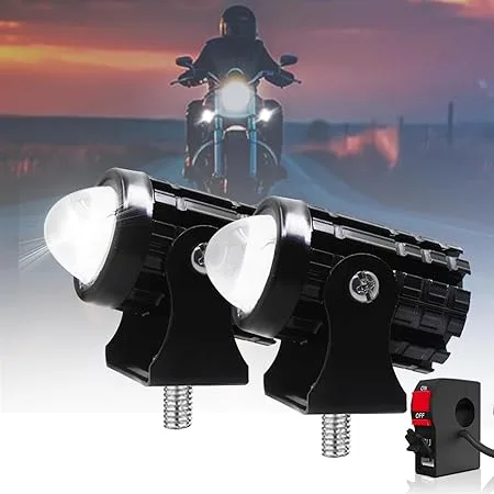 Fabtec Mini Drive Projector Lens Led Bar Fog Light for Car, Bike, Scooty With White & Amber Yellow Hi/Low Beam Metal Body, Inbuilt Fan with Turn On/Off Switch (Set of 2)