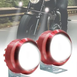 FABTEC Projector Big Lens Led Light for Bike/Scooty/Motorcycle (12V/6000LM)(Set of 2 with On-Off Switch)