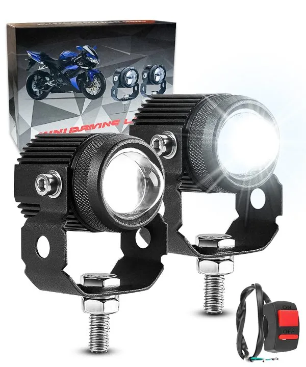 FABTEC Mini Driving Fog Light Lamp Projector Lens LED Spotlight Dual Color Led Light System for Motorcycle, Bikes & Scooters with On-Off Switch (12V, 30W)