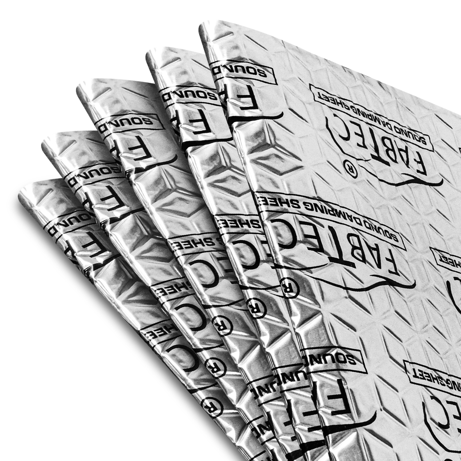 FABTEC Car Damping Sheet 32"X18" with 3mm Thickness | Sound & Heat PROOFING Car Sound Deadening Material Sound Insulation | Premium Sound & Heat Insulation Mat Design (Silver, Set of 5) with Roller