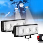FABTEC 3 Led Ultra Mini Drive Fog Light Projector Light with White/Yellow + Red & Blue Stable + Flasher Led DRL Light for Cars, Bikes, Scooty with Turn On/Off Switch, 2 Pc