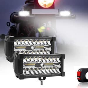 FABTEC Flood Spot Combo Beam Flashing 7 inch LED Fog Light with 5 Modes LED Bar Light LED Light with On/Off Switch Universal Light for Bikes and Cars (38 Led 7 inch) (Set of 2) (White and Yellow)
